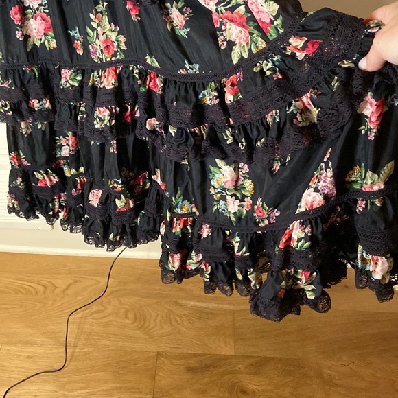 Zimmermann Honour Floral-print Tiered Silk Midi Dress In Black- siz… - Picture 14 of 15